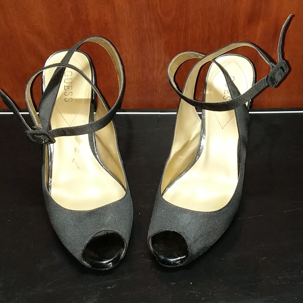 COPY - Guess Black Peep Toe Straps 8M